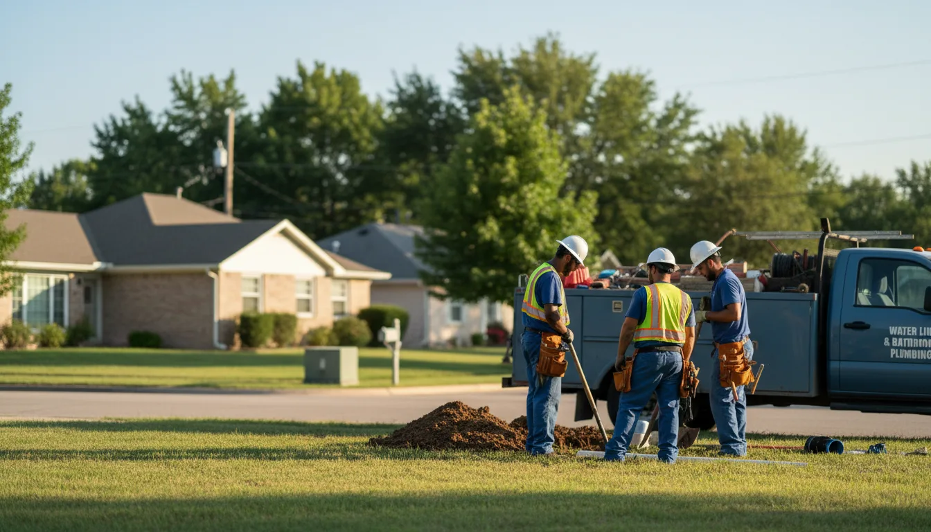 Residential water line and bathroom plumbing service in Lafe, AR